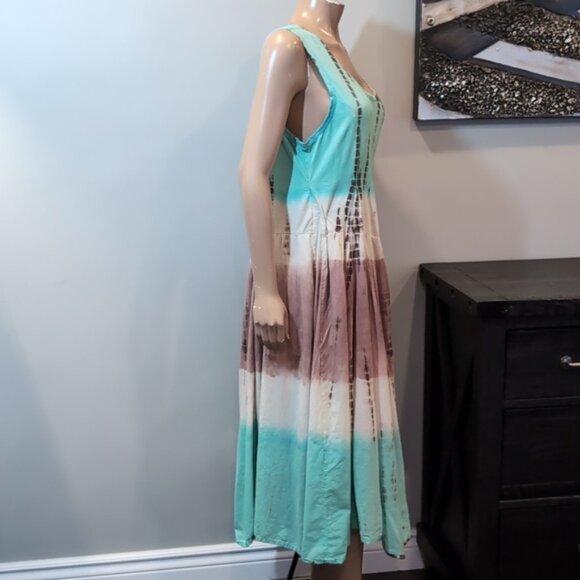 Today's Designer Tie Dye Midi Dress Sleeveless Beach Long Lagenlook Summer - Picture 10 of 16